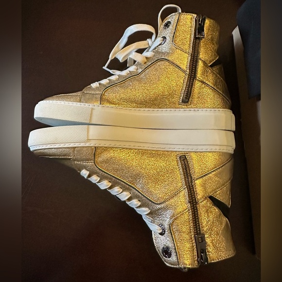 NIB ZADIG&VOLTAIRE Zv1747 High Flash Metal Sneakers 38 Gold Lightning Bolt 7 - Picture 4 of 10